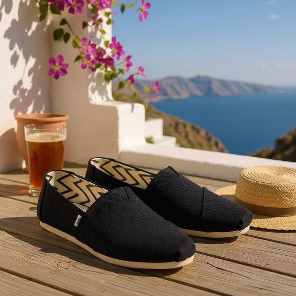 Toms Shoes - Toms Womens Alpargata Classic BLACK Canvas Slip-On Sneakers SZ 9 W